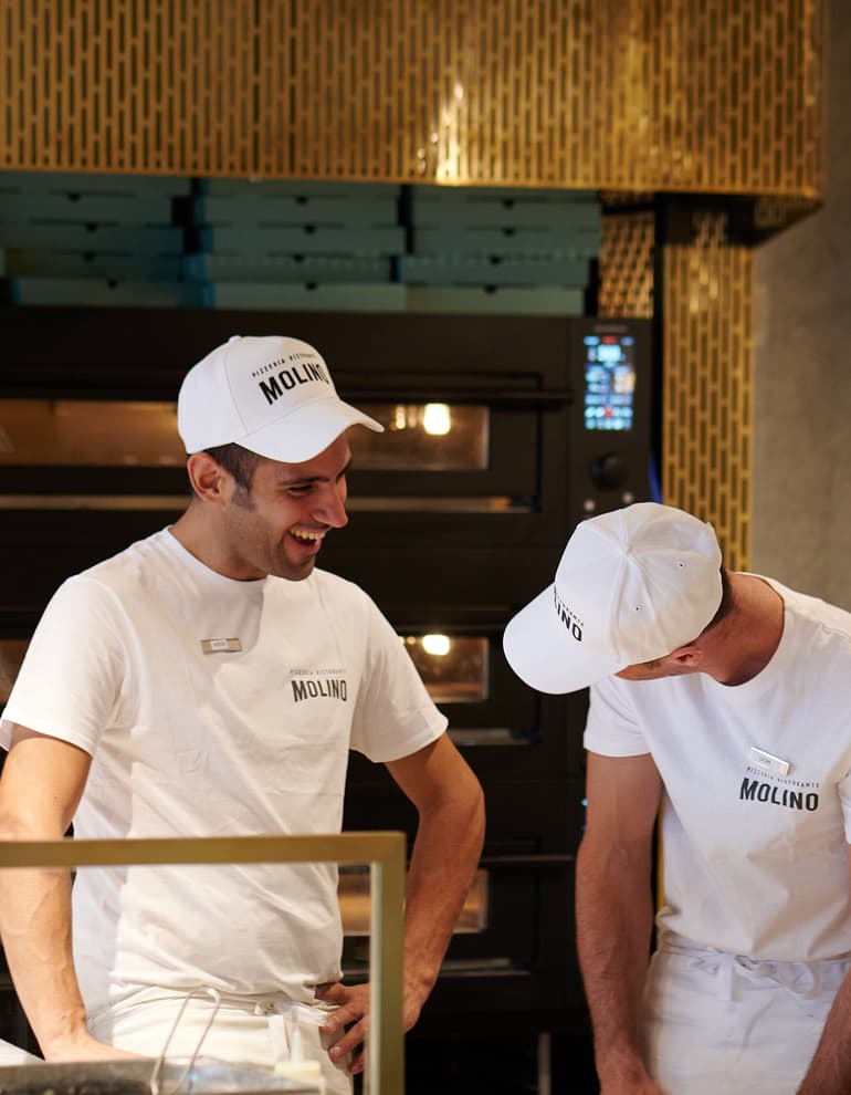 Pizzaiolo Lachen Mitarbeiter