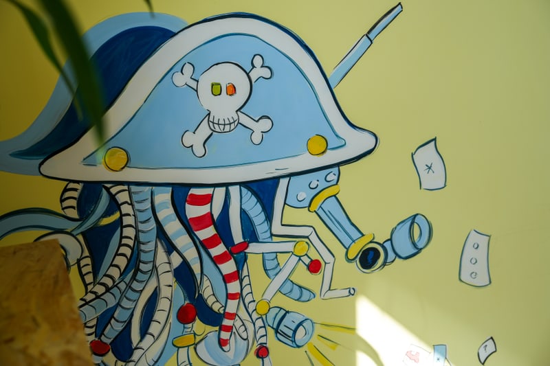 Piraten-Oktopus mit Roboter-Armen
