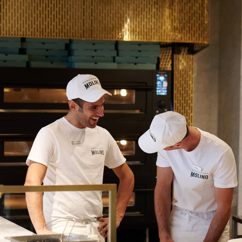 Pizzaiolo Lachen Mitarbeiter